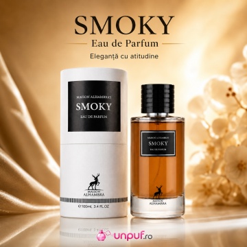 Parfum Arăbesc Maison Alhambra Smoky 100 ml, Apă de Parfum Unisex, Damă și Bărbat, Aromă Oriental Tămâioasă cu Citrice, Condimente, Piper, Labdanum, Lemn Afumat, Tămâie, Oud, Ambră, Mosc și Rășini - Img 3