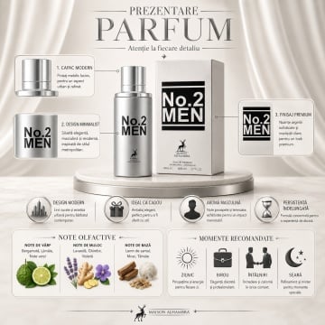 Parfum Arăbesc No. 2 Men Maison Alhambra EDP 80 ml Bărbat, Inspirat 212 Men Carolina Herrera, Aromă Lemnos Floral Mosc cu Bergamotă, Grepfrut, Lavandă, Condimente, Gardenie, Ghimbir, Salvie, Santal, Mosc, Vetiver și Labdanum - Img 3