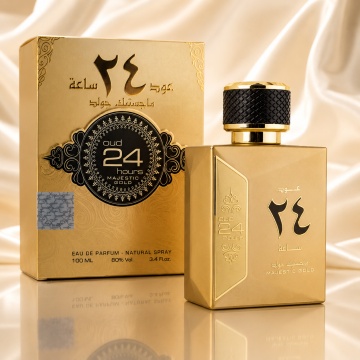 Parfum Arăbesc Oud 24 Hours Majestic Gold Ard Al Zaafaran 100 ml, Apă de Parfum Unisex Damă și Bărbat, Aromă Oriental Oud Lemnoasă Inspirată de Black Orchid
