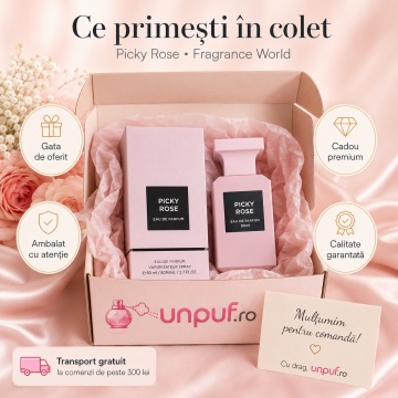 Parfum Arăbesc Picky Rose Fragrance World 80 ml, Apă de Parfum Unisex, Damă și Bărbat, Aromă Floral Trandafir Modern cu Piper Roz, Trandafir, Zmeură, Bujor, Geranium, Iasomie, Patchouli, Mosc și Vanilie - Img 4