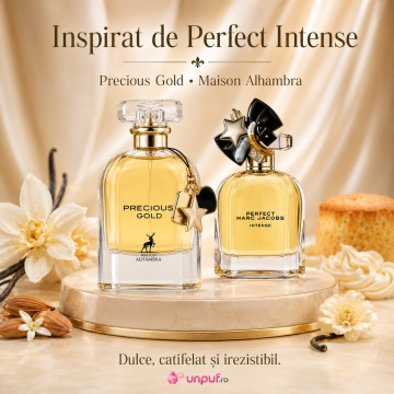 Parfum Arăbesc Precious Gold Maison Alhambra EDP 80 ml Damă, Inspirat Perfect Intense Marc Jacobs, Aromă Oriental Florală cu Iasomie, Narcisă, Migdal și Lemn de Santal - Img 8