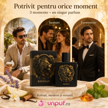 Parfum Arăbesc Rayhaan Lion pentru Bărbați 100 ml, Aromatic Vanilat Condimentat - Img 5