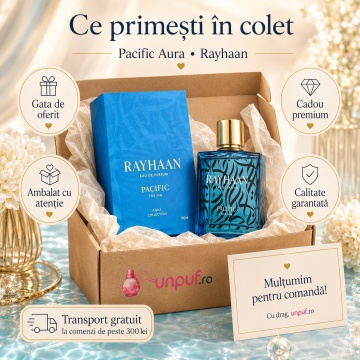 Parfum Arăbesc Rayhaan Pacific Men EDP 100 ml Bărbat, Inspirat Invictus Paco Rabanne, Aromă Aromatic Lemnoasă Fresh Acvatică cu Grapefruit, Bergamotă, Piper, Geranium, Lavandă, Salvie, Ambră, Cedru, Mosc și Vetiver - Img 4