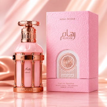 Parfum Arăbesc Reham Rose Petals Paris Corner 100 ml, Apă de Parfum Damă, Aromă Florală cu Trandafir, Bujor, Iasomie, Ambră și Mosc Alb