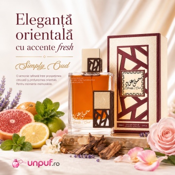 Parfum Arăbesc Simply Oud Lattafa EDP 100 ml Bărbat, Aromă Oriental Lemnoasă cu Bergamotă, Grepfrut, Lămâie, Mandarină, Mentă, Lavandă, Mușcată, Trandafir, Oud, Lemn de Santal, Mosc, Note Lemnoase și Vanilie - Img 3