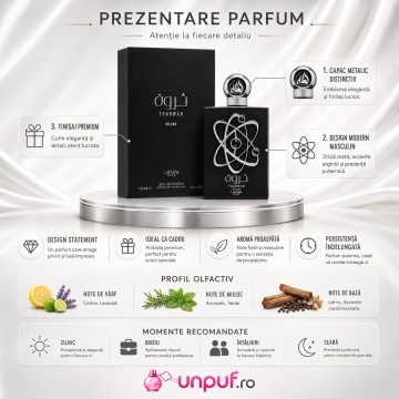 Parfum Arăbesc Tharwah Silver Lattafa Pride EDP 100 ml Bărbat, Inspirat Ralph’s Club, Aromă Lemnos Floral Mosc cu Bergamotă, Mentă, Lavandă, Salvie, Cedru, Mosc și Vetiver - Img 3