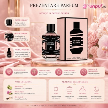 Parfum Arăbesc Victoria Flower Maison Alhambra EDP 100 ml Damă, Inspirat Flowerbomb Viktor & Rolf, Aromă Oriental Florală cu Frezie, Bergamotă, Ceai, Floare de Portocal, Iasomie, Orhidee, Trandafir, Mosc, Paciuli și Vanilie - Img 3