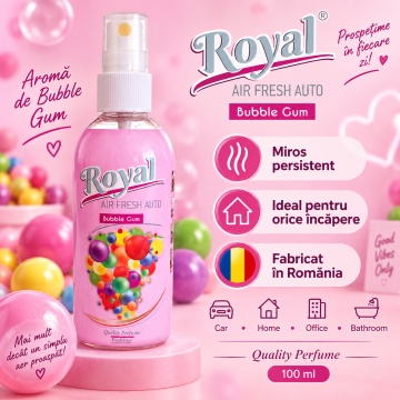 Parfum Auto Concentrat Bubble Gum, Parfum Ambiental pentru Interior Auto si Casa, Aromă Dulce de Gumă de Mestecat, 100 ml