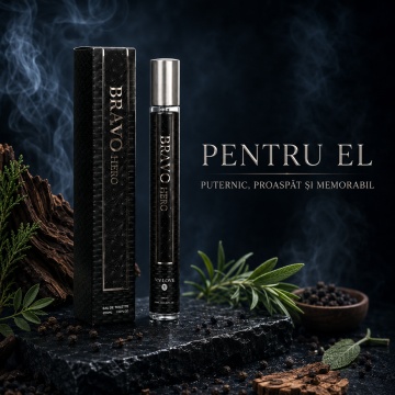 Parfum Bărbați Bravo Hero 35 ml V.V. Love, Apă de Toaletă, Inspirat de Sauvage Dior, Aromă Proaspăt Condimentată cu Bergamotă de Calabria, Piper, Lavandă, Ambroxan, Cedru și Labdanum - Img 2
