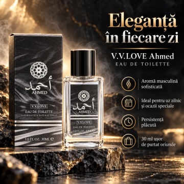 Parfum Barbati V.V.Love Ahmed, Eau de Toilette EDT, 30 ml, Aroma Masculina, Orientala, Eleganta, Spray, Format Compact, pentru Zi si Seara - Img 2