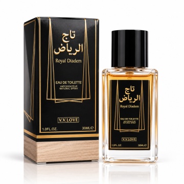 Parfum Barbati V.V.Love Royal Diadem, Eau de Toilette EDT, 30 ml, Aroma Masculina Eleganta, Spray, Design Negru-Auriu, Format Compact, pentru Zi si Seara