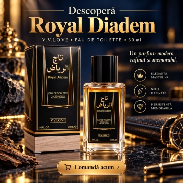 Parfum Barbati V.V.Love Royal Diadem, Eau de Toilette EDT, 30 ml, Aroma Masculina Eleganta, Spray, Design Negru-Auriu, Format Compact, pentru Zi si Seara - Img 2