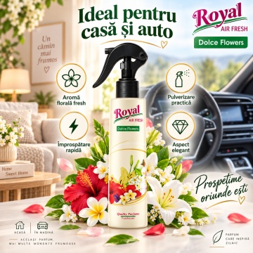 Parfum Concentrat de Cameră Dolce Flowers Royal, Parfum Ambiental Intens cu Aromă Florală, pentru Spații Interioare si Auto, 250 ml - Img 2