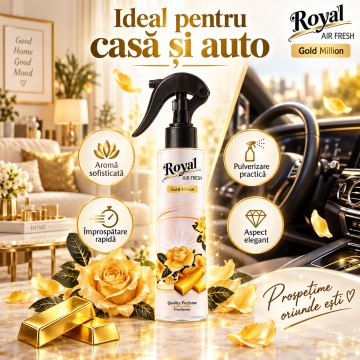 Parfum Concentrat de Cameră Gold Million Royal, Parfum Ambiental Intens și Elegant, pentru Spații Interioare si Auto, 250 ml - Img 2