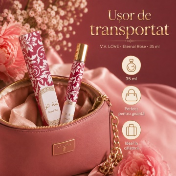 Parfum Damă Arăbesc Eternal Rose 35 ml V.V. Love, Apă de Toaletă, Inspirat de Yara Candy Lattafa, Aromă Dulce Fructată cu Coacăze Negre, Mandarină Verde, Căpșuni, Gardenie, Vanilie și Mosc - Img 3