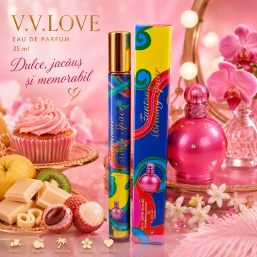 Parfum Damă Eternal Britany Spaer 35 ml V.V. Love, Apă de Parfum, Inspirat de Fantasy Britney Spears, Aromă Dulce Fructată cu Kiwi, Litchi Roșu, Gutui, Ciocolată Albă, Cupcake, Orhidee, Iasomie, Mosc și Note Lemnoase - Img 7
