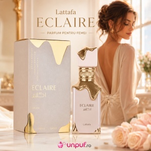 Parfum Eclaire Lattafa 100 ml, Apă de Parfum Damă, aromă dulce gurmandă cu caramel, lapte, miere, vanilie și pralină - Img 11