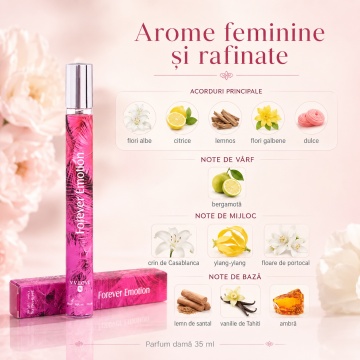 Parfum Forever Emotion 35 ml V.V. Love, Apă de Parfum Damă, Inspirat de Gucci Bamboo, Aromă Floral Lemnoasă cu Bergamotă, Crin, Ylang-Ylang, Vanilie și Ambră - Img 6