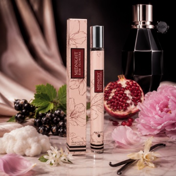 Parfum Midnight Raw Flowers 35 ml, Apă de Parfum Damă, Aromă Fructat Florală, Dulce și Moscată, Format Compact, Note de Coacăze Negre, Rodie, Iasomie de Noapte, Bujor, Mosc Alb și Vanilie - Img 2
