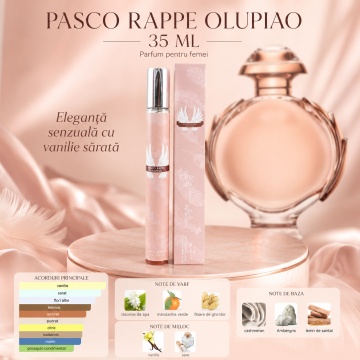 Parfum Pasco Rappe Olupiao 35 ml, Apă de Parfum Damă, Aromă Vanilată Sărată, Florală și Marină, Format Compact, Note de Iasomie de Apă, Mandarină Verde, Floare de Ghimbir, Vanilie, Sare, Cashmeran, Ambergris și Lemn de Santal - Img 2