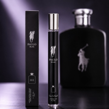 Parfum Paulo Blak 35 ml, Apă de Parfum Bărbat, Aromă Tropical Fructată și Lemnoasă, Format Compact, Note de Mango, Mandarină, Lămâie, Salvie, Pelin, Paciuli, Lemn de Santal și Boabe de Tonka