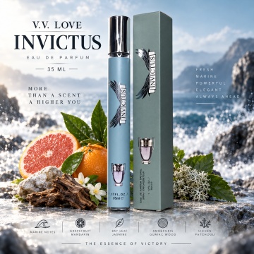 Parfum pentru barbati Invictus V.V. Love, Apa de Parfum, 35 ml, aroma citrica marina aromatica, note marine, grapefruit, mandarina, frunza de dafin, iasomie, ambergris, lemn de guaiac, lichen si paciuli