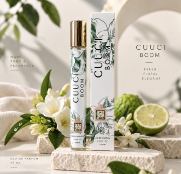Parfum pentru femei Cuugi Boom V.V. Love, 35 ml, aroma florala verde aromatica, galbanum, coacaze, bergamota, lamaie, caprifoi, tuberoza, iasomie, lacramioare, frezie, mosc si lemn de santal