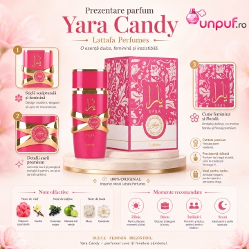 Parfum pentru femei Lattafa Yara Candy, Eau de Parfum 100 ml, aromă dulce fructată, vanilie, căpșuni - Img 3