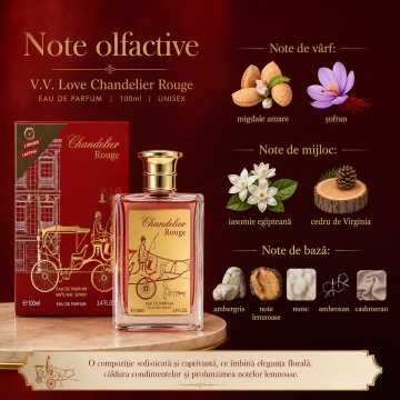 Parfum V.V. Love Chandelier Rouge, Apă de Parfum Unisex, 100 ml, Inspirat din Baccarat Rouge 540 - Img 3