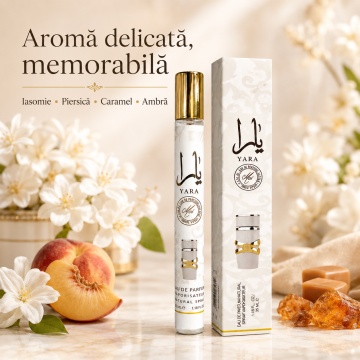 Parfum Yara Moi 35 ml, Apă de Parfum Damă, Aromă Floral Fructată Dulce și Ambrată, Format Compact, Note de Iasomie, Piersică, Caramel, Ambră, Paciuli și Lemn de Santal - Img 7