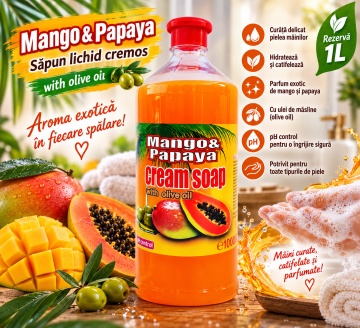 Săpun Lichid Cremos Cloret Mango Papaya – 1 L - Img 2