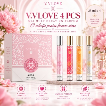 Set 4 Parfumuri V.V. Love 35 ml, Golden Horizon, Guardian's Pledge, Eternal Rose, Crimson Bloom, set cadou, pentru Femei - Img 5