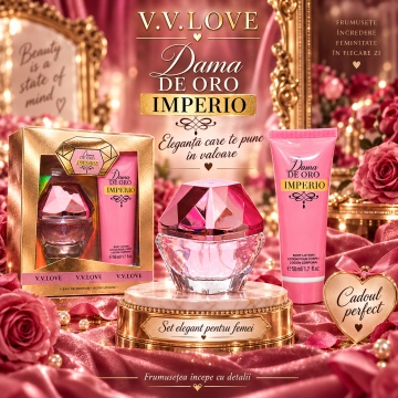 Set Cadou Femei V.V.Love Dama de Oro Imperio, Eau de Parfum 30 ml + Body Lotion 50 ml - Img 6
