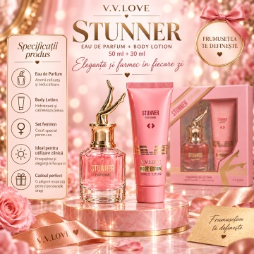 Set Cadou Femei V.V.Love Stunner Pour Femme, Eau de Parfum 30 ml + Body Lotion 50 ml - Img 2
