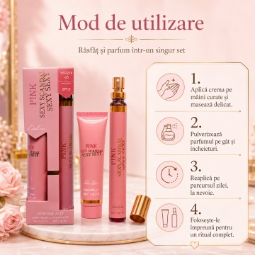 Set Parfum și Cremă de Mâini Pink Sexy Scandal Lea Luis 2x35 ml, Damă, Aromă Floral Citrică cu Miere, Note de Portocală Roșie, Mandarină, Iasomie, Gardenie, Caramel și Patchouli - Img 7