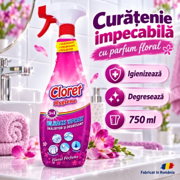 Solutie curatare baie Cloret Hygiene Bleach Spray – 750 ml - Img 2