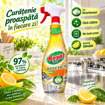 Solutie curatat Bucataria Royal Hygiene cu Bicarbonat – 750 ml - Img 2