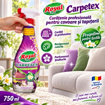 Soluție pentru Covoare și Tapițerii Royal Hygiene Carpetex, Curăță în Profunzime, Revigorează Culorile, Parfumează Țesăturile, Fabricat în România, 750 ml - Img 2