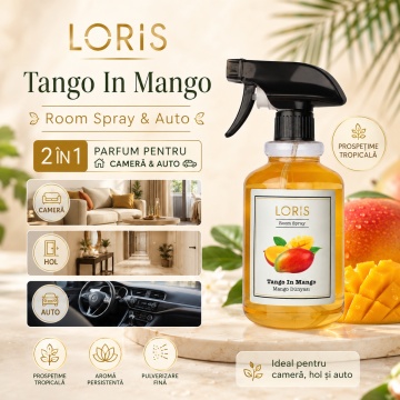 Spray Odorizant de Cameră, Hol și Auto Loris Parfum Tango in Mango, Room Spray 500 ml, Aromă Tropicală de Mango - Img 8