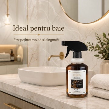 Spray Odorizant Loris Pafum Oud Wood, 500 ml, pentru Cameră, Hol, Baie și Auto, Aromă Lemnoasă de Oud - Img 4