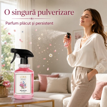 Spray Odorizant Loris Pafum Wild Flower, 500 ml, pentru Cameră, Hol, Baie și Auto, Aromă Florală de Flori Sălbatice - Img 7
