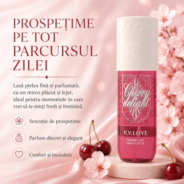 Spray Parfumat pentru Corp V.V. Love Cherry Delight, 150 ml, Damă, Aromă Dulce Fructată de Cireșe - Img 6