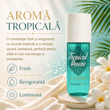 Spray Parfumat pentru Corp V.V. Love Tropical Breeze, 150 ml, Damă, Aromă Fresh Tropicală - Img 4