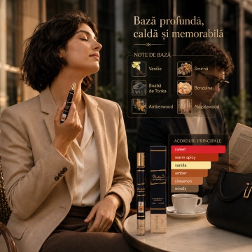 Apă de Parfum Khamrah Lattafa 35 ml, Unisex, Aromă Oriental Dulce, Format Compact, Note de Scorțișoară, Nucșoară, Bergamotă, Curmale, Pralină, Vanilie, Tonka și Amberwood - Img 12