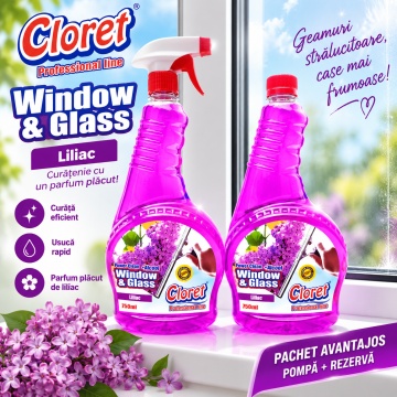 Detergent geamuri Cloret Window & Glass – Liliac (rezervă), 2 x 750 ml - Img 4