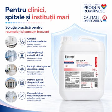 Dezinfectant mâini și piele Klinsept A, hidroalcoolic, 85% etanol, fără clătire, testat dermatologic, pentru dezinfectare igienică și chirurgicală, 5 L, 4x Stickere - Img 4