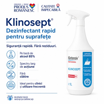 Dezinfectant rapid suprafețe și instrumentar Klintensiv Professional Klinosept, alcool 85%, spectru larg, pentru spitale, clinici mari, instituții și reumplere recipiente, aviz biocid, canistră 5 L, 4x Stickere - Img 3