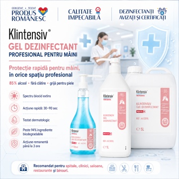 Gel dezinfectant mâini Klintensiv, profesional, 85% etanol, pentru reumplere dozatoare și stații de igienă, canistră 5 L, 4x Stickere - Img 4