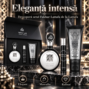 Lattafa Set Cadou Fakhar Men + + Shower Gel – Apă de parfum 100 ML + 12 ML, bărbați - Img 4