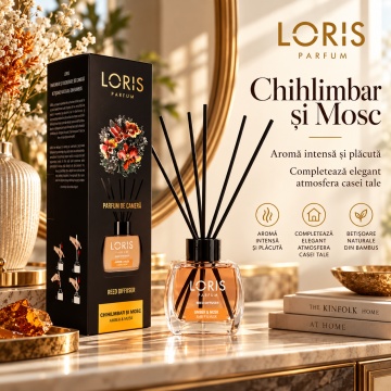 Loris Parfum Chihlimbar & Mosc 120 ml – Odorizant de Cameră cu Bețișoare Parfumate - Img 5